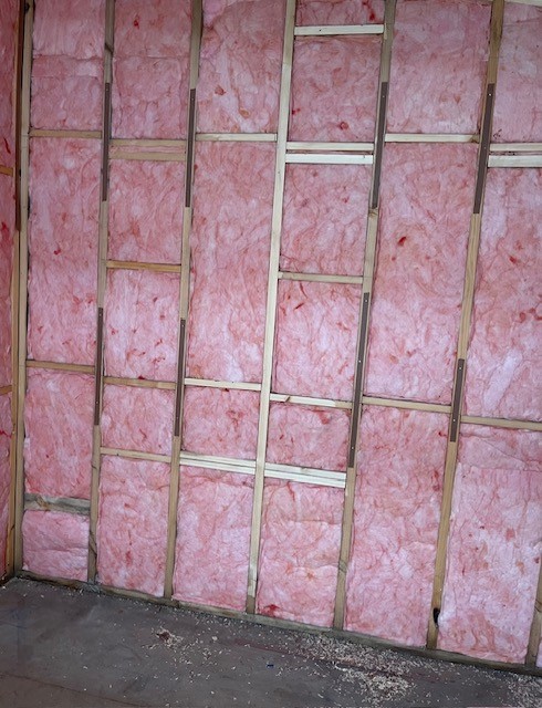 Pink Wall Batts for External Wall Insulation Installation