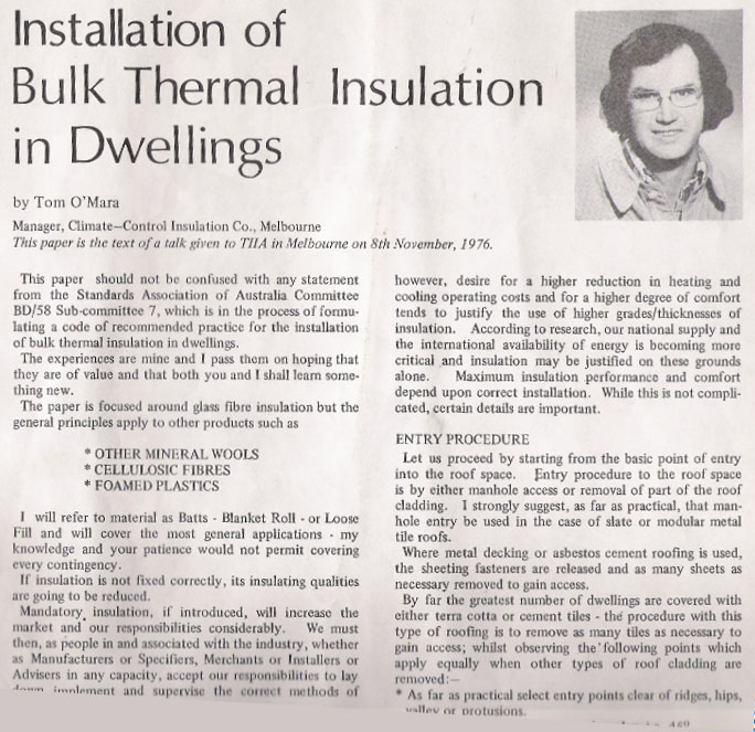 History of Climate Control Insulation